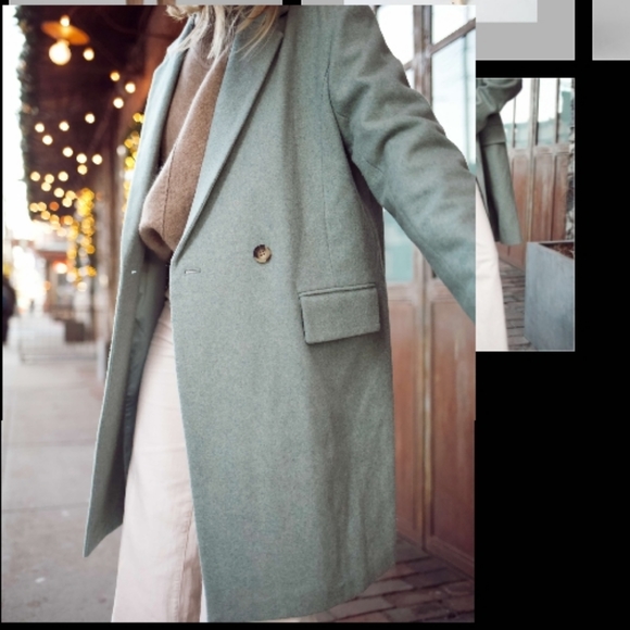 ⛔️SOLD⛔️🆕️NWT Club Monaco Double Breasted Wool Blend Coat in 'Green' - Picture 2 of 13